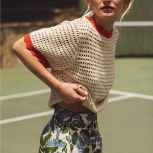 Trovata Birds of Paradis Jules Sweater T-shirt cream size small